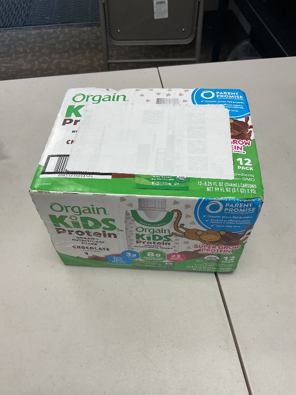 Photo 1 of Orgain Organic Kids Protein Nutritional Shake, Chocolate - 8g of Protein, 22 Vitamins & Minerals, Fruits & Vegetables, Gluten Free, Soy Free, Non-GMO, 8.25 Fl Oz (Pack of 12)