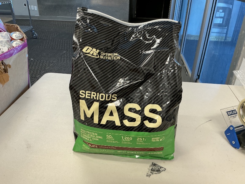 Photo 1 of Optimum Nutrition Serious Mass, Weight Gainer Protein Powder, Mass Gainer, Vitamin C and Zinc for Immune Support, Creatine, Chocolate, 12 Pound (Packaging May Vary)