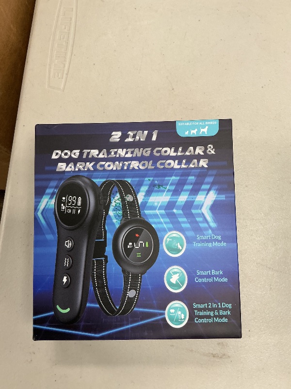 Photo 1 of 2-in-1 Dog Shock Collar & Dog Bark Collar - Smart Anti Barking Dog Training Collar with 5 Adjustable Sensitivity & 3300FT Remote for All Breeds IP67 Waterproof E-Collar
