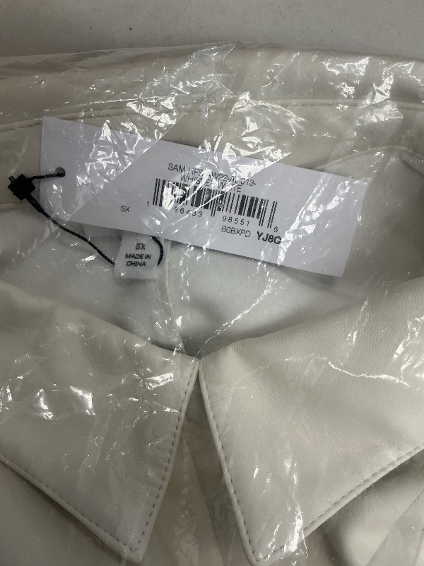 Photo 1 of The Drop Women's Sam Vegan Leather Shirtdress, Whisper White, 5X, Plus Size
