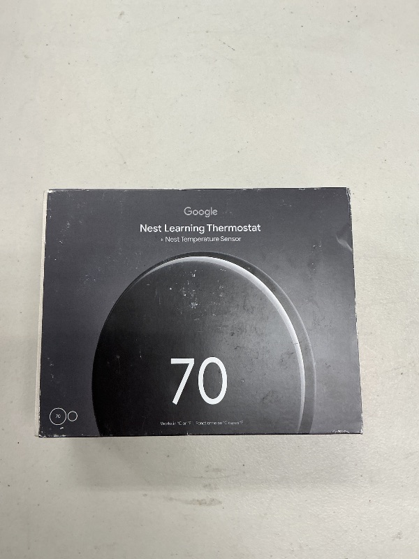Photo 1 of Google Nest Learning Thermostat (4th Gen, 2024) with Nest Temperature Sensor - Energy Saving Smart Thermostat with Adaptive Eco - Works with Alexa and Google Home App - Polished Obsidian