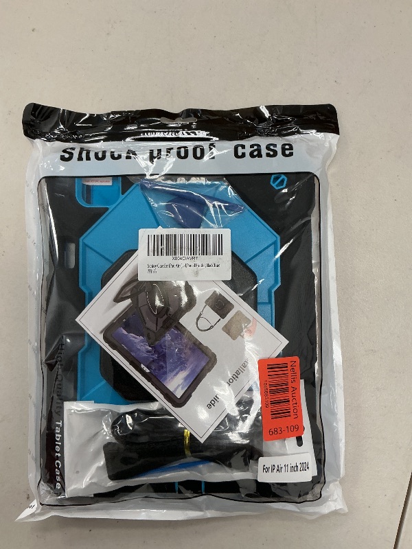 Photo 1 of Scnioy Case for iPad Air 11 Inch M3 / M2 (2025/2024), Heavy Duty iPad Air 7th/6th Gen Cover with Screen Protector Rotating Stand Pencil Holder Shoulder Strap, Black Blue