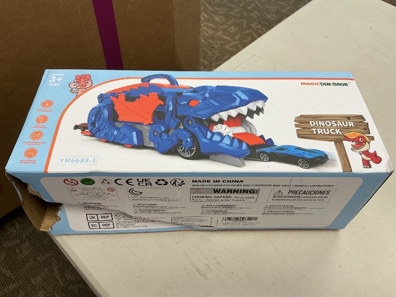Photo 1 of Dinosaur Planet Toddler Truck Toys for 3 4 5 6 Years Old Boys, Cars Track Set Dinosaur Transporter Truck with 10 Die-Cast Car Toys, Transforms into Dino with Wings and Handle for Kids