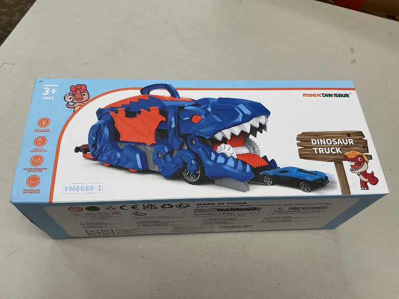 Photo 1 of Dinosaur Planet Toddler Truck Toys for 3 4 5 6 Years Old Boys, Cars Track Set Dinosaur Transporter Truck with 10 Die-Cast Car Toys, Transforms into Dino with Wings and Handle for Kids