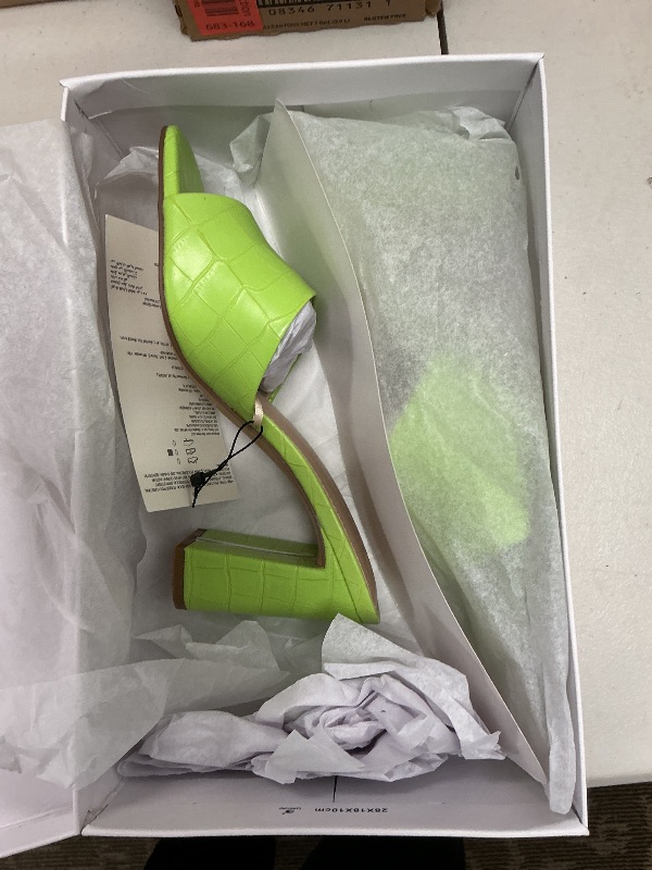Photo 1 of The Drop Women's Pattie High Block Heeled Mule Sandal, Lime, 6