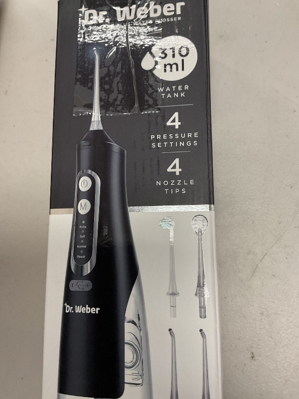 Photo 1 of parahealth Dr. Weber Aquacare Oral Irrigator, Medical Aquacare Technology for Optimal Gum and Dental Care, Interdental Cleaner with 4 Modes and 4 Nozzles (Black, Pack of 1)