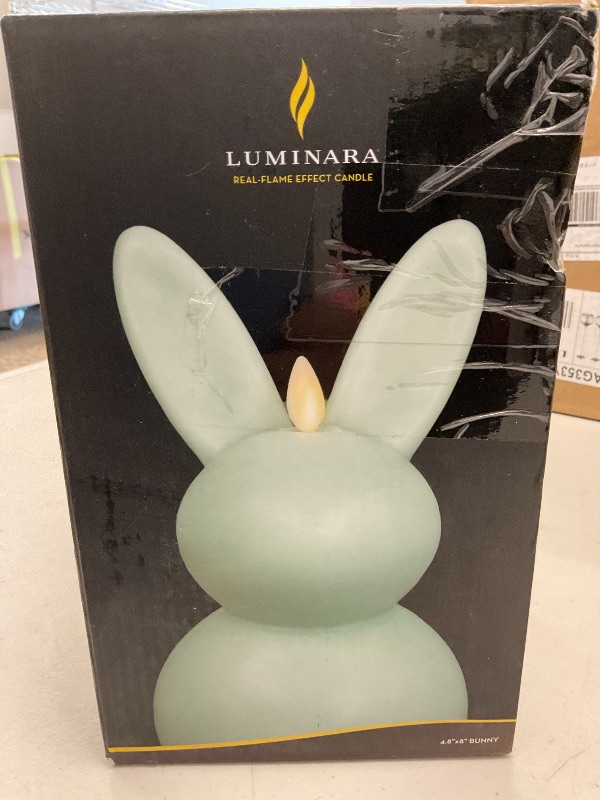 Photo 1 of Luminara Easter Bunny Candle- Fresh Mint 4.5" x 4.5" x 8.5"- Flameless Real-Flame Holiday-Inspired Decor- AA Batteries- Flickering LED Flame