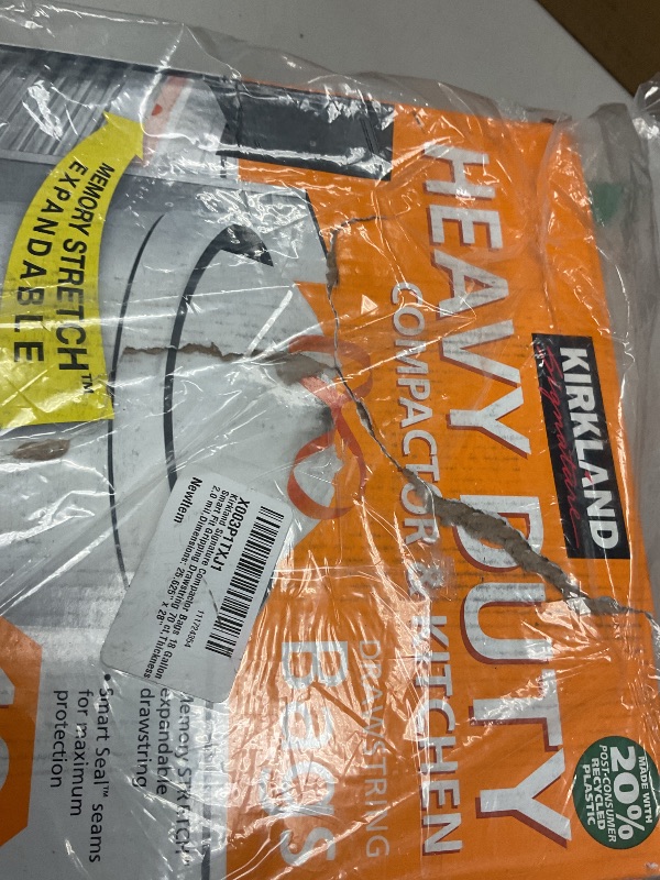 Photo 1 of Kirkland Signature Compactor Bags 18 Gallon Smart Fit Gripping Drawstring 70 ct,Thickness: 2.0 mil,Dimensions: 25.625" x 28"