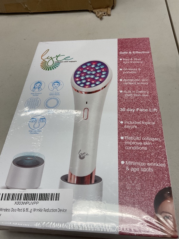 Photo 1 of Lyte Wireless Duo LED Light Therapy Red & Blue Light Therapy Wand for Face Includes Hyaluronic Serum w/Automatic Sensor Wrinkle Reduction Facial Handheld Tool