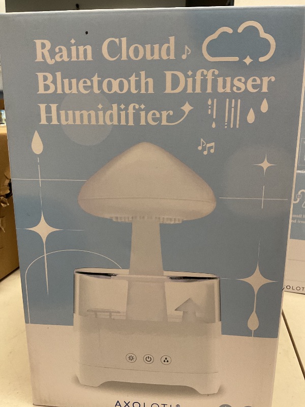 Photo 1 of Rain Cloud Humidifier Water Drip Bluetooth Speaker, Mushroom Aromatherapy Essential Oils Diffuser with 7 LED Night Light - Gloomy Rainfall & Raindrops Relaxing Sound for Deep Sleep in Bedroom (White)
