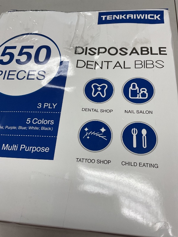 Photo 1 of 550 Pack Disposable Dental Bibs 13"x18"?3-Ply Waterproof Tattoo Bibs Sheet for Nail Salon?Dental Clinic?Feeding?Tattoo Shop (Black)