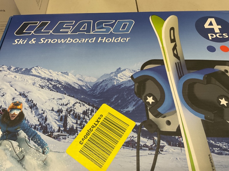 Photo 1 of 4 Pack Snowboard, Ski, and Skateboard Wall Mount Rack – Multi-Purpose Garage Wall Storage Holder | Space-Saving Clamp Organizer for Skate Decks, Hockey Sticks, Ski Poles, Shovels, and More-Orange