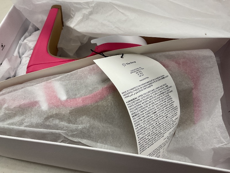 Photo 1 of The Drop Women's Avery Square Toe Two Strap High Heeled Sandal, Hot Pink, 8.5