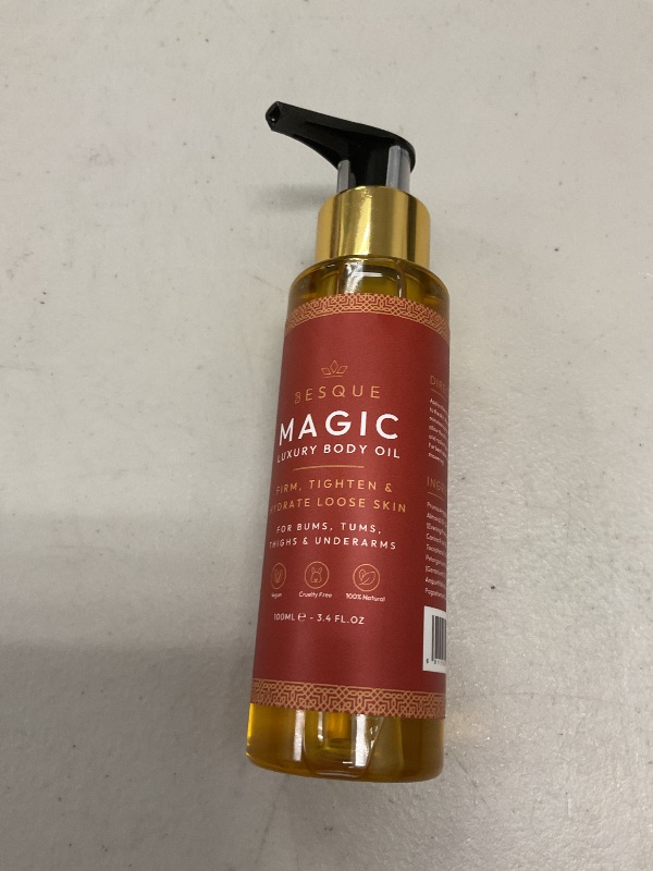 Photo 1 of Besque Magic Body Oil, 3.38 FL OZ, After Shower Body Oil For Women, Hydrating Skin Care For Full Body That Plumps, Tightens, and Firms Skin With Natural Ingredients, Luxury Spa Gifts - Pack of 1