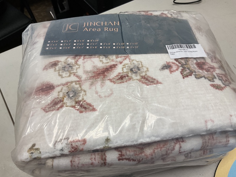 Photo 1 of jinchan Area Rug 4x6 Vintage Washable Floral Rug Retro Distressed Non Slip Accent Floor Cover Thin Indoor Boho Soft Carpet for Living Room Bedroom Dining Room Red
