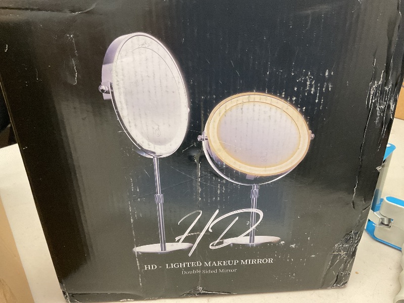 Photo 1 of 9in Vanity Mirror with Lights, Rechargeable 5000mAh Lighted Makeup Mirror, 1X/20X Double Sided Magnifying Mirror, 360° Rotate, 3 Color Lights, Up to 3800lux with 60 LEDs, Brightness Adjustable,Silvery