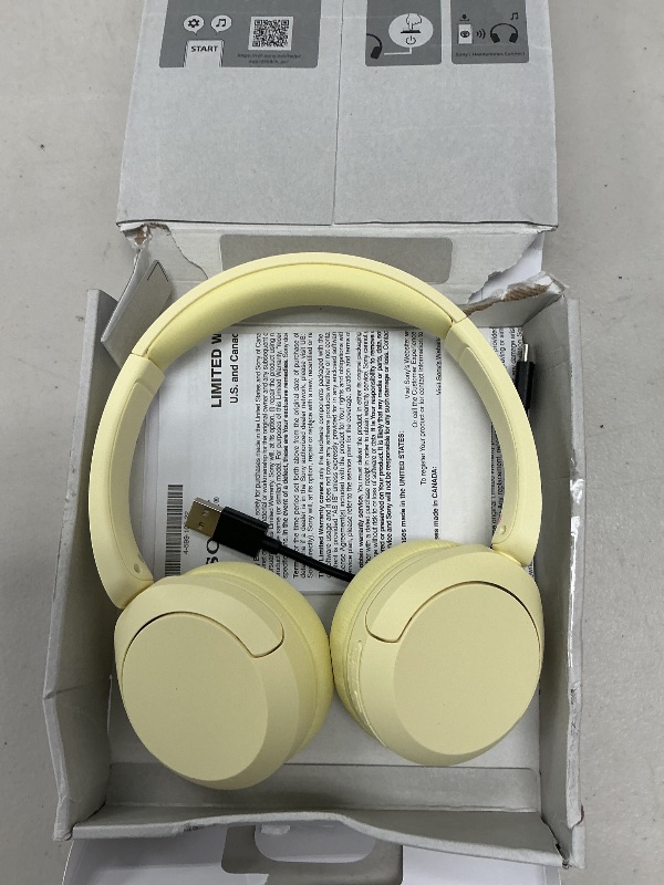 Photo 1 of Sony WH-CH520 Wireless Headphones Bluetooth On-Ear Headset with Microphone, Yellow