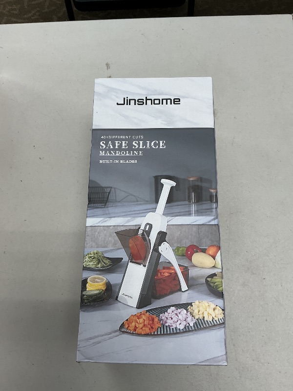 Photo 1 of Jinshome Safe Mandoline Slicer, Potato Vegetable Onion Slice, Julienne + Dicer for Vegetables, Kitchen Meal Prep & More with 30+ Presets & Thickness Adjuster Gray