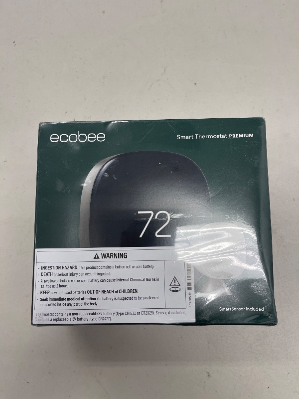 Photo 1 of ecobee Smart Thermostat Premium with Smart Sensor and Air Quality Monitor - Programmable Wifi Thermostat - Works with Siri, Alexa, Google Assistant