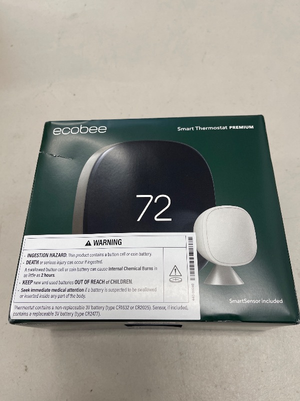 Photo 1 of ecobee Smart Thermostat Premium with Smart Sensor and Air Quality Monitor - Programmable Wifi Thermostat - Works with Siri, Alexa, Google Assistant
