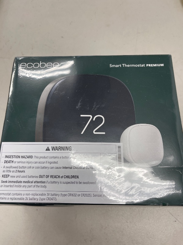Photo 1 of ecobee Smart Thermostat Premium with Smart Sensor and Air Quality Monitor - Programmable Wifi Thermostat - Works with Siri, Alexa, Google Assistant