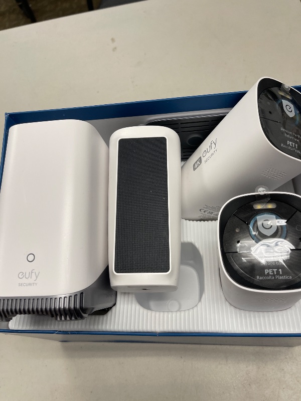 Photo 1 of eufy Security eufyCam 3-Cam Kit,Security Camera Outdoor Wireless,4K Camera with Integrated Solar Panel,Forever Power,Face Recognition AI,Expandable Local Storage up to 16TB,2.4 GHz Wi-Fi(Renewed)