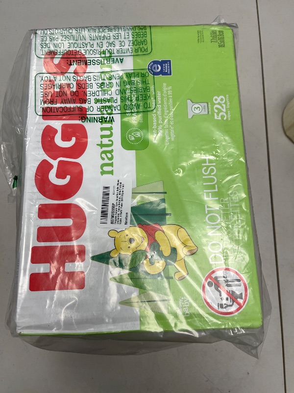 Photo 1 of Huggies Natural Care Sensitive Baby Wipes, Unscented, Hypoallergenic, 99% Purified Water, 3 Refill Packs (528 Wipes Total)