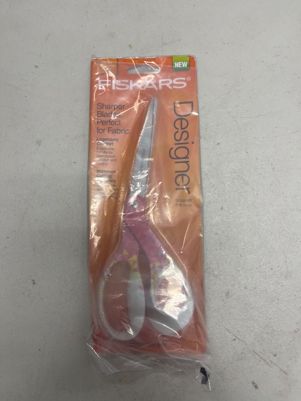Photo 1 of Fiskars Pink Triangle Designer Bent Scissors 8"