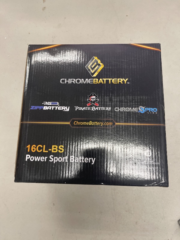 Photo 1 of Chrome Battery YB16CL-B Battery - Rechargeable, High Performance Power Sports, Factory Sealed, Durable, 240 CCA, Black