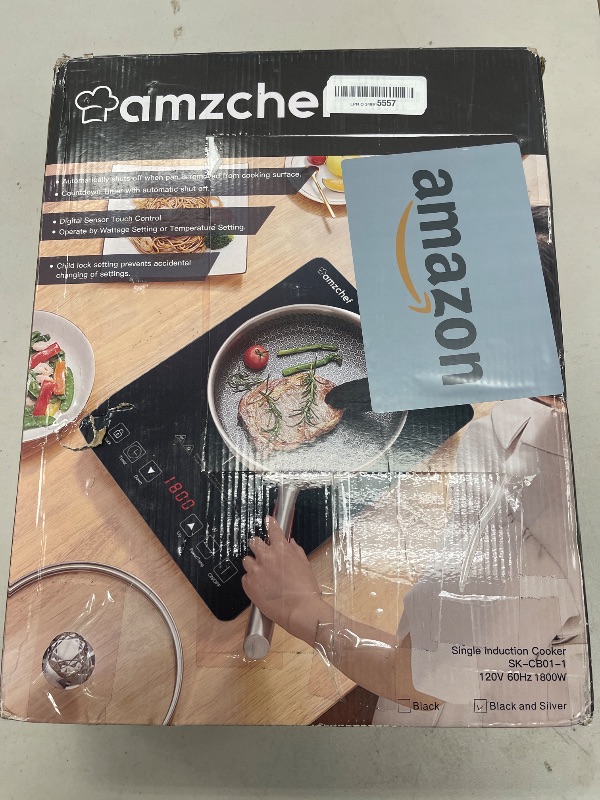 Photo 1 of Portable Induction Cooktop AMZCHEF 1800W Induction Stove Burner with Ultra Thin Body, Low Noise Hot Plate Single Electric Cooktops Countertop Stove with 8 Temperature & Power Levels, Timer,Safety Lock