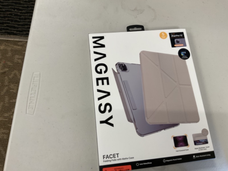 Photo 1 of MAGEASY Case for iPad Pro 13" - Folio Case with Multi-fold, Multi-Angle Stand, Apple Pencil Holder, Stain-Resistant, Compatible with iPad Pro 13'' (2024, M4) - Facet | Starlight White