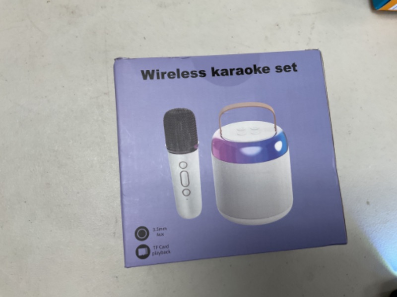 Photo 1 of FOJELD Mini Karaoke Machine for Kids, Portable Bluetooth Speaker with Wireless Microphones, Gift for Girls Toys 4, 5, 6, 7, 8, 10, 12+ Years Old Birthday Family Home Party(Y2-White-1 Mic)