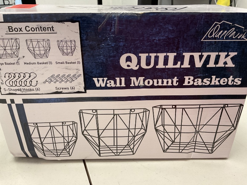 Photo 1 of QUILIVIK Large Wall Basket Set of 3 - Metal Wire Basket for Fruits & Vegetables Storage, Black