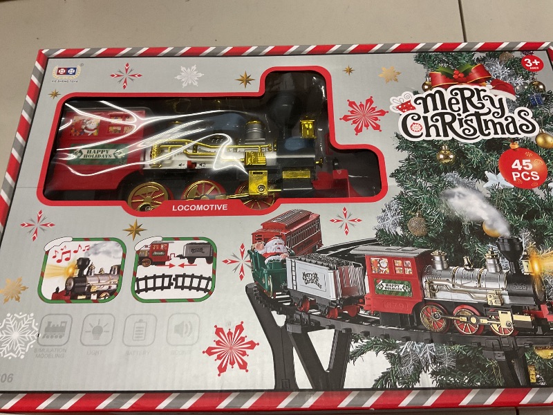 Photo 1 of Christmas Tree Train Elevated, Floating Train Toy Steam Engine with Smoke, Light & Sound (Whistle/Mute), Holiday Xmas Tree Decoration for Kid Children, Gift for Ages 3 and Up Boys & Girls