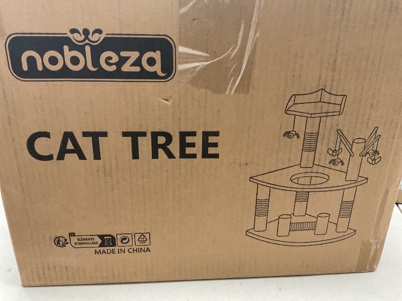 Photo 1 of Nobleza Gothic Cat Tree, Halloween Black Goth Cat Tree Tower with Crown Perch & Playful Hole, Indoor Spooky Cat Tree Stand Climber Pole with Hanging Spiders Bats for Kitten, Black Red, Small