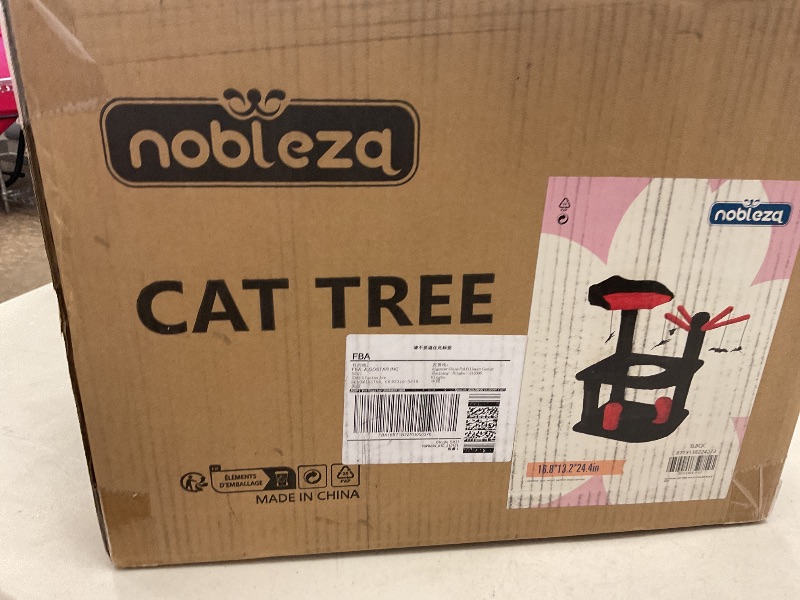 Photo 1 of Nobleza Gothic Cat Tree, Halloween Black Goth Cat Tree Tower with Crown Perch & Playful Hole, Indoor Spooky Cat Tree Stand Climber Pole with Hanging Spiders Bats for Kitten, Black Red, Small