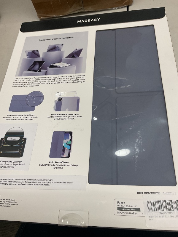 Photo 1 of MAGEASY Case for 2025 M3 & 2024 M2 iPad Air 13” - Folio Case with Multi-fold, Multi-Angle Stand, Apple Pencil Holder, Stain-Resistant - Facet | Alaskan Blue