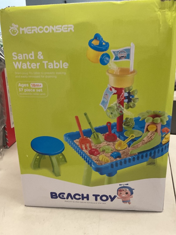 Photo 1 of KNASON Water Table for Toddlers 3-5,2 in 1 Kids Sand Water Table with 37PCS Accessories,Large Activity Sensory Play Table Outdoor Toy on Backyard Beach Summer for Kids Toddler 3 4 5 6 8