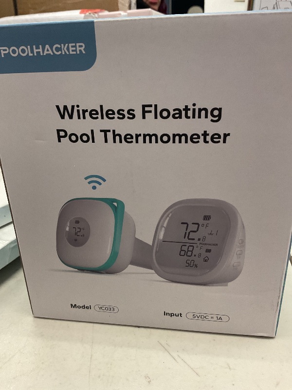 Photo 1 of POOLHACKER Rechargeable Pool Thermometer Wireless, Pool Thermometer Floating Easy Read, Large Display for Swimming Pool, Bath Water, Spas and Hot Tubs - Batteries Included, White