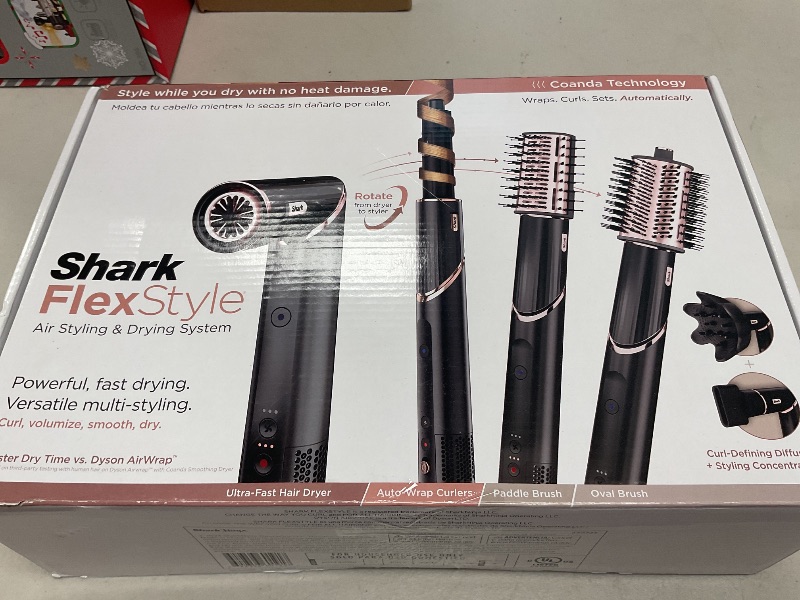 Photo 1 of Shark FlexStyle Hair Dryer & Powerful Styling System with 6-Piece Hair Styling Tools, Paddle Brush, Curl-Defining Hair Diffuser, Auto-Wrap Curlers, Styling Concentrator, Oval Brush &, Black, HD440BK