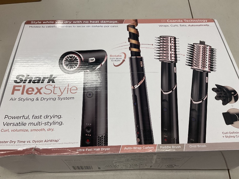 Photo 1 of Shark FlexStyle Hair Dryer & Powerful Styling System with 6-Piece Hair Styling Tools, Paddle Brush, Curl-Defining Hair Diffuser, Auto-Wrap Curlers, Styling Concentrator, Oval Brush &, Black, HD440BK