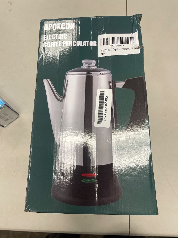 Photo 1 of Electric Coffee Percolator Stainless Steel Coffee Maker with Two Heat Resistant Tough Glass Clear Brew Progress Knob Classic Look Keep Warm & Cordless Serving Coffee Pot 12 Cup
