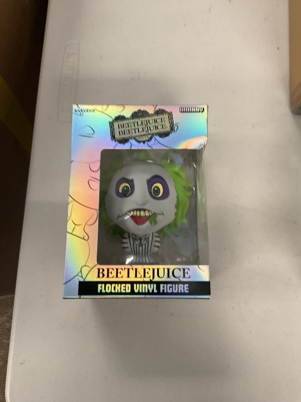 Photo 1 of Kidrobot Collectible Beetlejuice (2024) Striped Suit 4" Flocked Bhunny Stylized PVC Figure