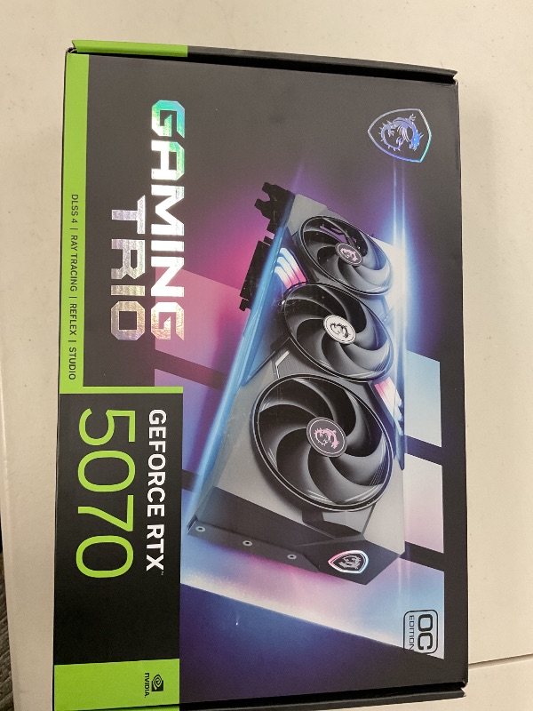 Photo 1 of MSI RTX 5070 12G Gaming Trio OC Graphics Card (12GB GDDR7, 192-bit, Extreme Performance: 2625 MHz, DisplayPort x3 2.1a, HDMI 2.1b, NVIDIA Blackwell Architecture)