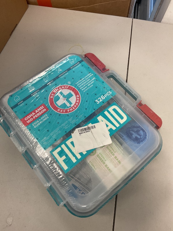 Photo 1 of First Aiid Kit Expiry 326 Pieces Exceeds Expectations, Clear/Red (Packaging may Vary)