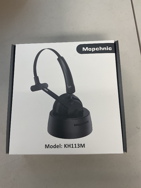 Photo 1 of Mopchnic Bluetooth Headset, Wireless Headphone with Microphone, On Ear Bluetooth with USB Dongle for Office Call Center Skype Zoom Meeting Online Class (KH113M)
