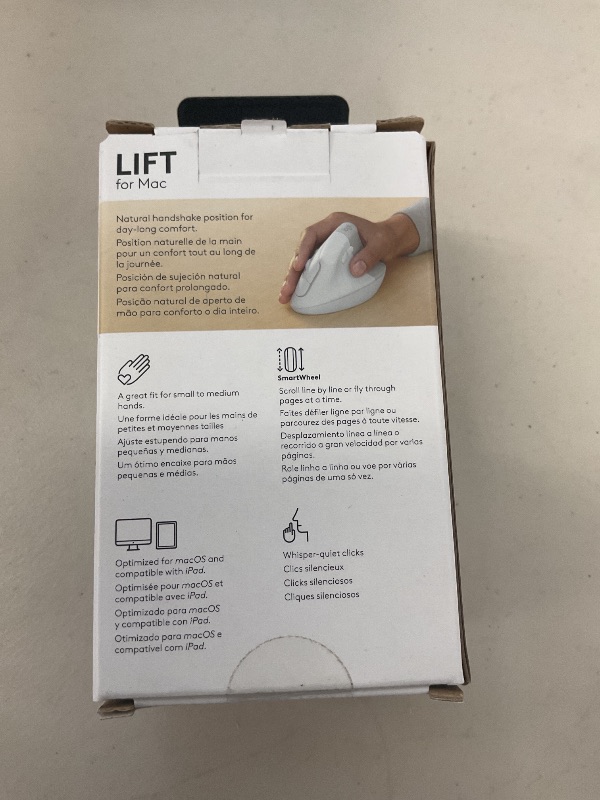 Photo 1 of Logitech Lift for Mac Wireless Vertical Ergonomic Mouse, Bluetooth, Quiet Clicks, Silent Smartwheel, 4 Customizable Buttons, for macOS/iPadOS/MacBook Pro/Macbook Air/iMac/iPad - Off White