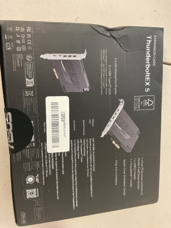 Photo 1 of ASUS ThunderboltEX 5 Expansion Card – Dual Thunderbolt™ 5 USB-C Ports, 120Gbps Bandwidth, DisplayPort™ 2.1, PCIe 4.0 x4, USB4®, Compatible for Intel 800 Series Motherboards