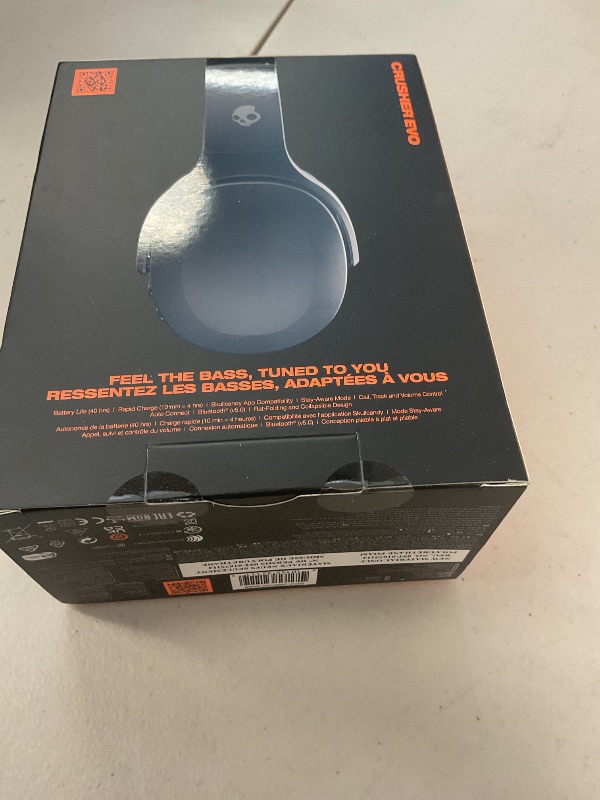 Photo 1 of Skullcandy Crusher Evo Wireless Bluetooth Headphones with Multi-Sensory Bass, Noise Isolating Over-Ear Fit, Up to 40 Hours Battery, Microphone for iPhone Android - Asphalt