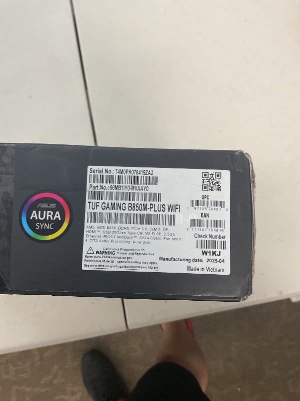 Photo 1 of ASUS TUF Gaming B850M-PLUS WiFi AMD AM5 B850 mATX Motherboard, 14+2+1 80A DrMOS Stages, DDR5, PCIe 5.0, 3X M.2, Wi-Fi 6E, 2.5Gb LAN, DP, HDMI™, USB 10Gbps & 20Gbps Type-C®, BIOS Flashback™, Aura Sync